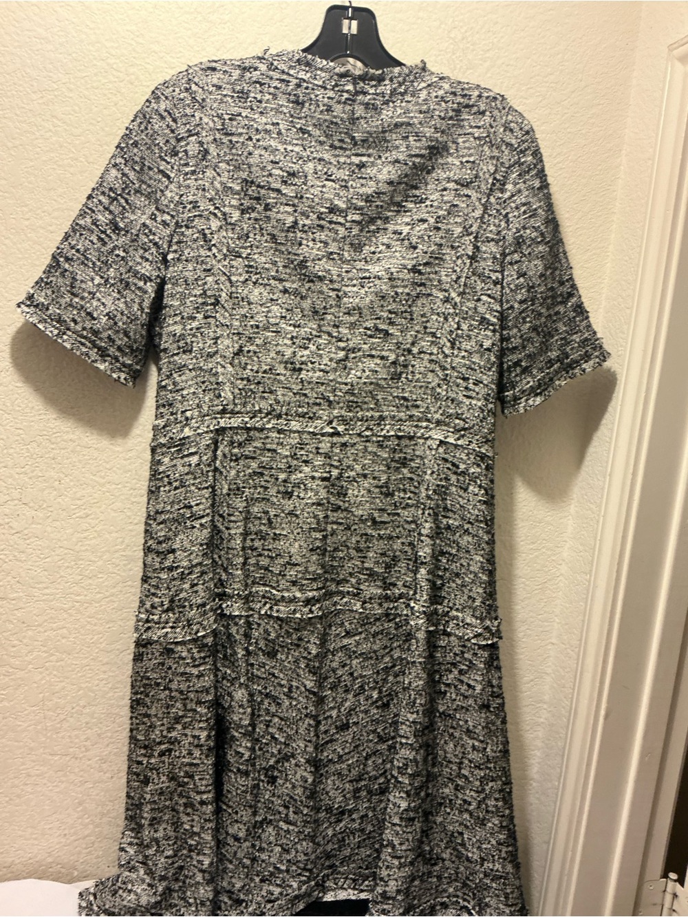 Teri Jon Gray Tweed Mini Dress with Pearl Trim - Picture 4 of 6